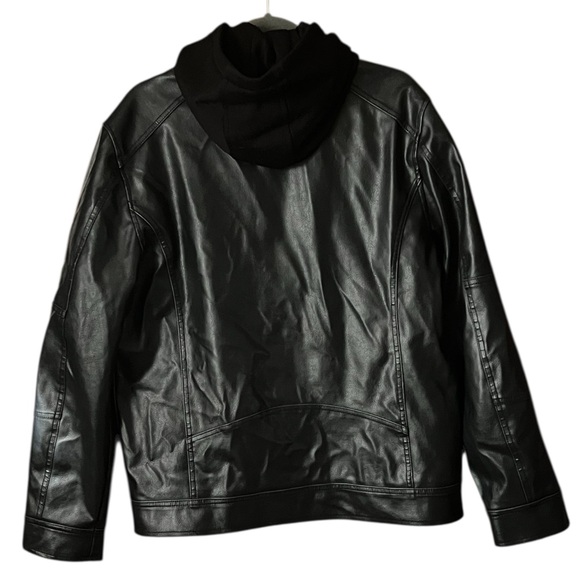 Guess Men’s Faux Leather with detachble Hooded Biker Jacket. Size M - Picture 4 of 12